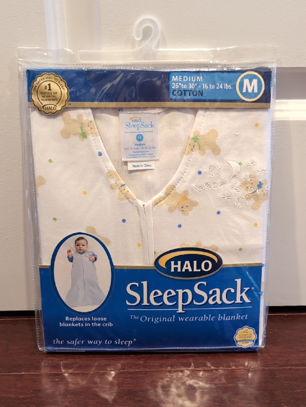 Halo SleepSack Wearable Blanket in White with Teddy Dot Print